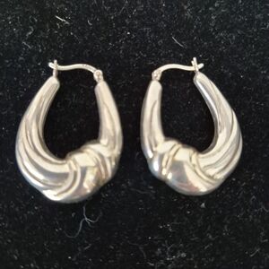 Sterling Silver Hoop Earrings 1 Inch Long